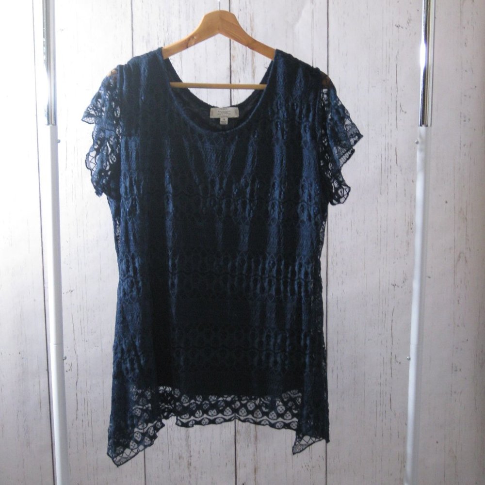 New w/Tags Navy Blue Lace Tunic